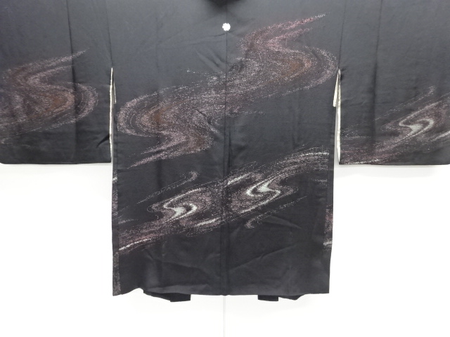 大正ロマン　流水模様織り出し漆一つ紋絵羽織