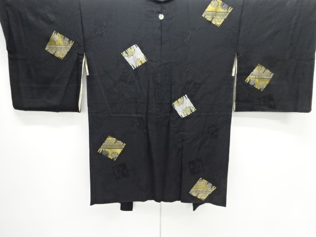 大正ロマン　破れ色紙に華紋織り出し一つ紋羽織