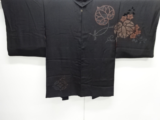 大正ロマン　切りビロード　葵模様織り出し漆一つ紋絵羽織