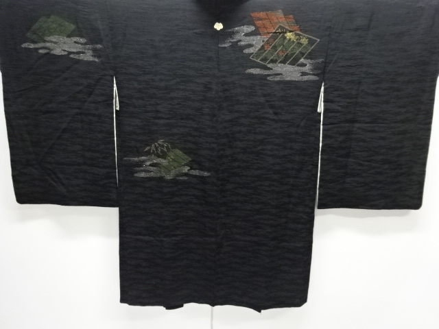 JAPANESE ANTIQUE HAORI / TAISHO ROMAN STYLE / MON KINSHA / WOVEN PAULOWNIA