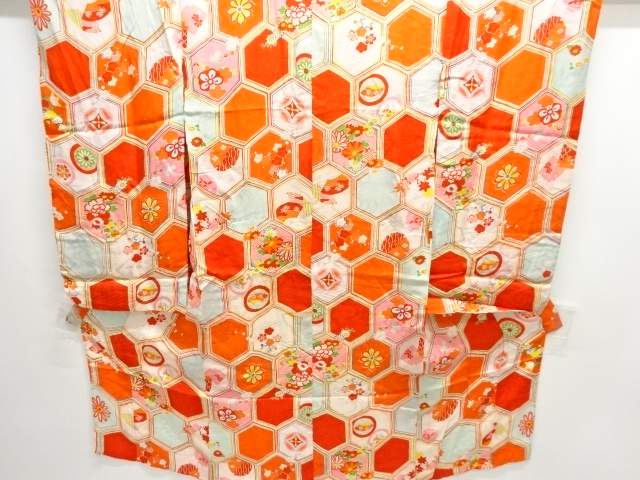 JAPANESE KIMONO / ANTIQUE HITOE KIMONO / FLORAL PLANTS