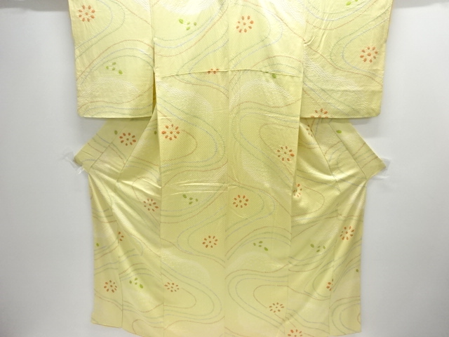 絞り流水に花模様小紋着物