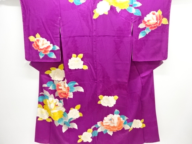 JAPANESE KIMONO / ANTIQUE KIMONO / TAISHO ROMAN STYLE / MON KINSHA / EMBROIDERY / FLOWERS