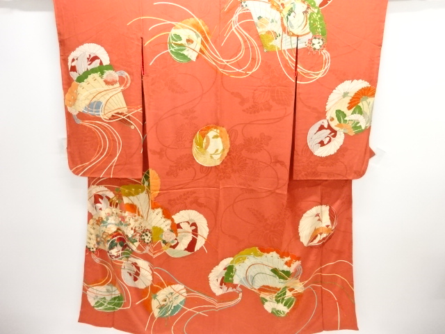 JAPANESE KIMONO / ANTIQUE KIMONO / TAISHO ROMAN STYLE / EMBROIDERY / MON KINSHA / FLOWER