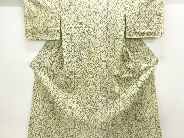 JAPANESE KIMONO / ANTIQUE KIMONO / SILK / MEISEN / WOVEN ABSTRACT PATTERN