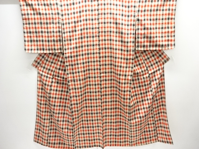 大正ロマン　格子織出しお召し着物