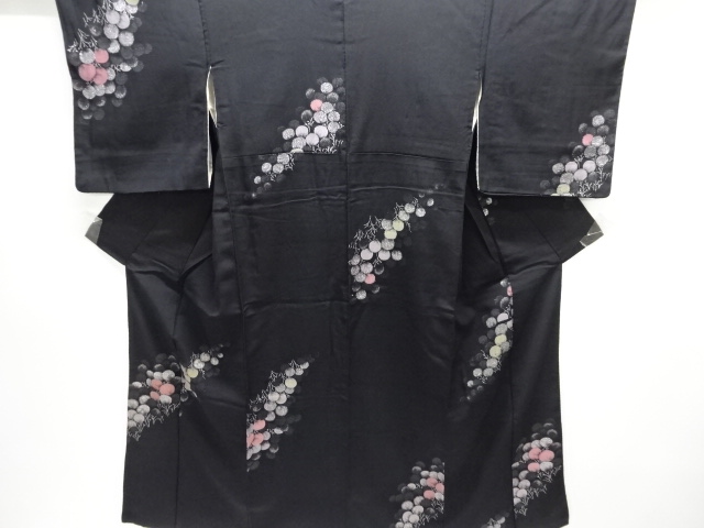 大正ロマン　抽象草花模様織り出しお召着物