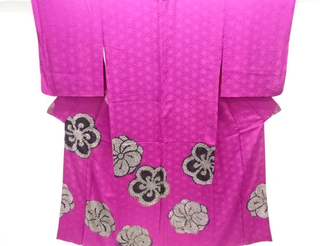 JAPANESE KIMONO / ANTIQUE KIMONO / TAISHO ROMAN STYLE / SILK / MON KINSHA / SHIBORI / EMBROIDERY / UME