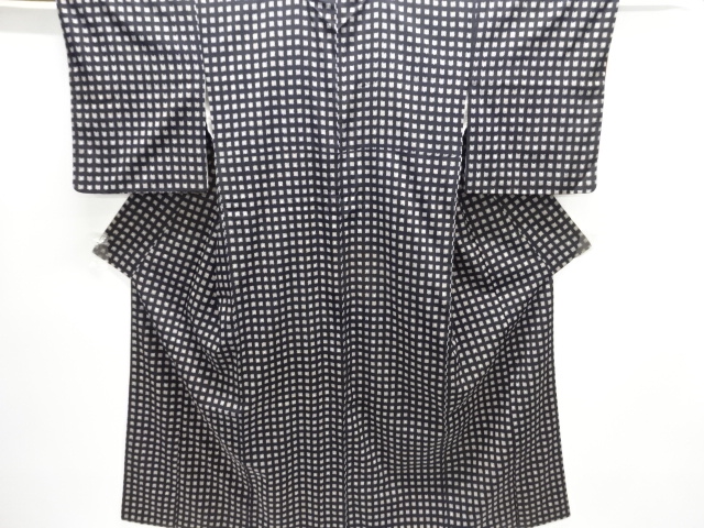 大正ロマン　枡模様織出しお召し着物