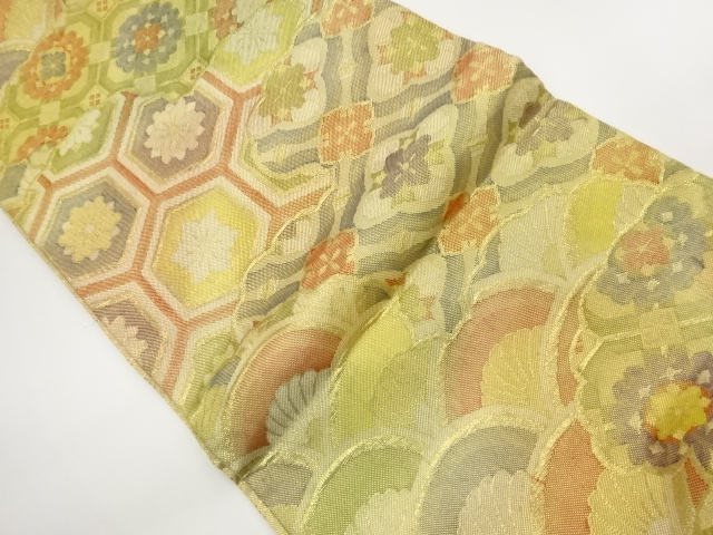 佐賀錦雲取りに有職文様織出し袋帯