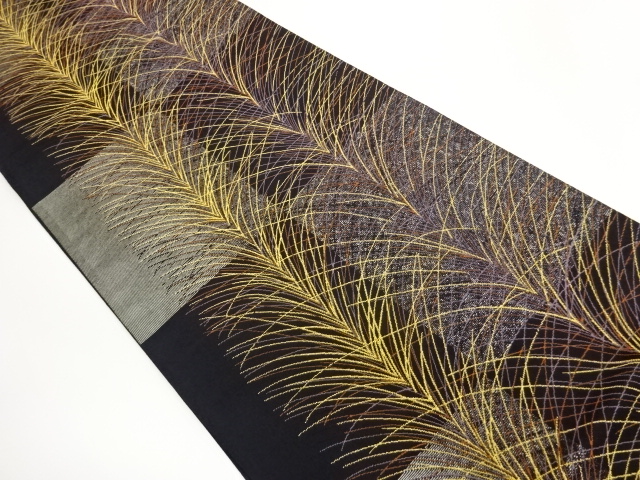 市松に抽象模様織出し袋帯