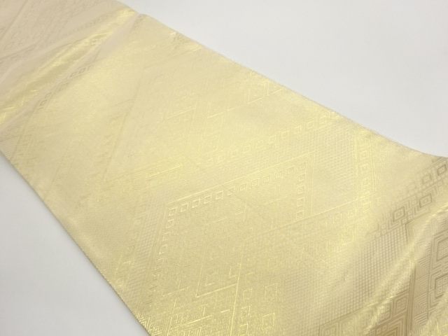 本場筑前博多佐賀錦菱模様織出しリバーシブル全通袋帯