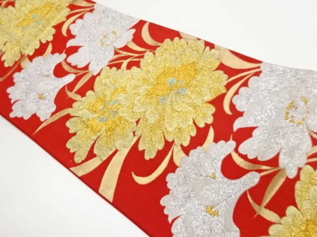 大花模様織出し袋帯