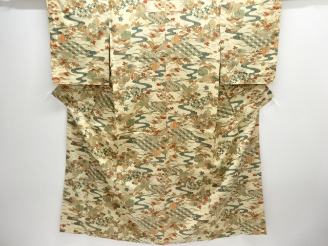 JAPANESE KIMONO / JODAI TSUMUGI / UNUSED / FLORAL PLANTS