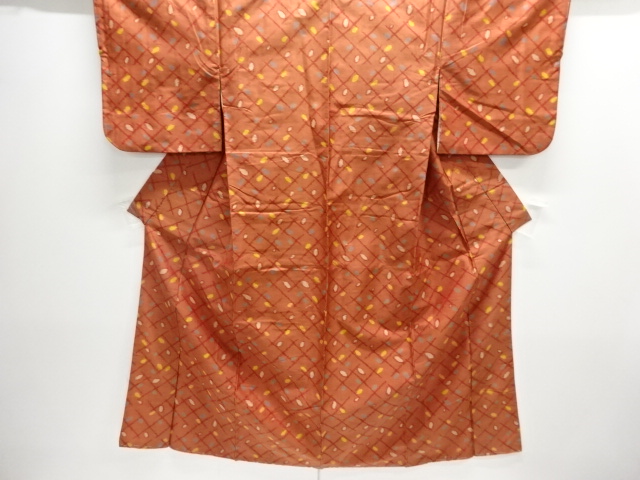 JAPANESE KIMONO / ANTIQUE KIMONO / TAISHO ROMAN STYLE / MEISEN / SILK / WOVEN ABSTRACT PATTERN