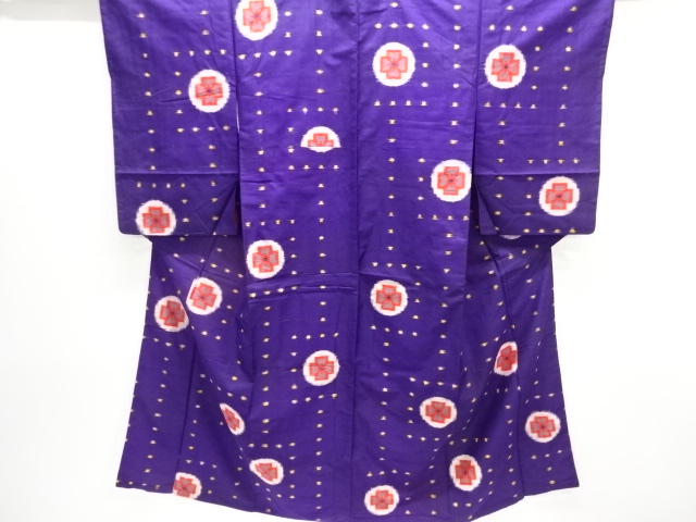 JAPANESE KIMONO / ANTIQUE KIMONO / TAISHO ROMAN STYLE / MEISEN / SILK / WOVEN ABSTRACT PATTERN