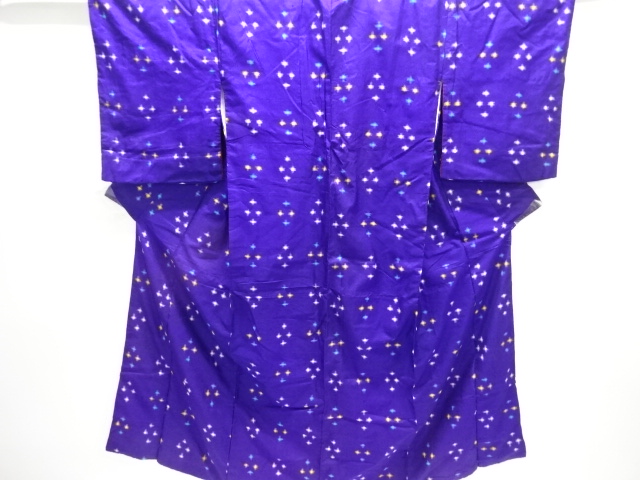 JAPANESE KIMONO / ANTIQUE KIMONO / TAISHO ROMAN STYLE / MEISEN / SILK / WOVEN CROSS PATTERN