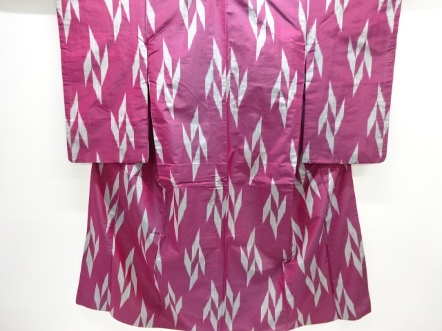 JAPANESE KIMONO / ANTIQUE KIMONO / SILK / MEISEN / WOVEN GEOMETRIC