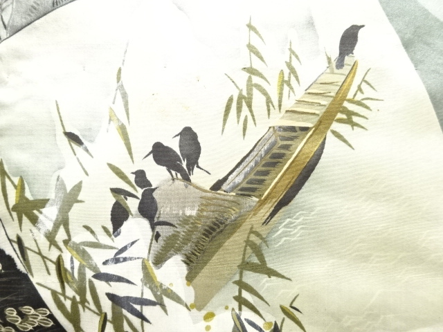 JAPANESE KIMONO / ANTIQUE MENS HAORI / SILK / DORO OSHIMA TSUMUGI / SCENERY(LINING)