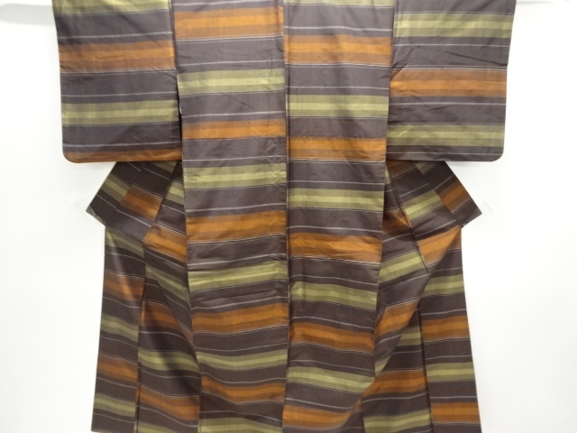 JAPANESE KIMONO / ANTIQUE KIMONO / SILK / YONEZAWA TSUMUGI / WOVEN STRIPE