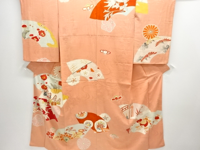 JAPANESE KIMONO / ANTIQUE HITOE KIMONO / MON KINSHA / EMBROIDERY / JIGAMI PATTERN