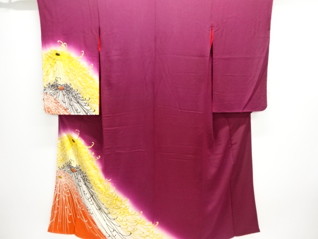 JAPANESE KIMONO / ANTIQUE KIMONO / TAISHO ROMAN STYLE / SILK / KINSHA / KIKU