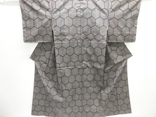 JAPANESE KIMONO / TOKAMACHI TSUMUGI / WOVEN KIKKO PATTERN