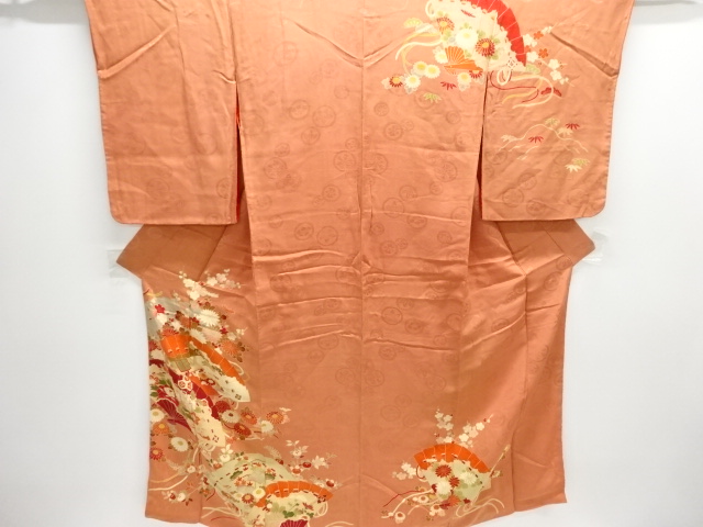 JAPANESE KIMONO / ANTIQUE KIMONO / SILK / MON KINSHA / EMBROIDERY / FLORAL PLANTS