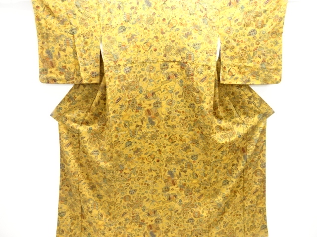JAPANESE KIMONO / KOMON / CHIRIMEN / FLOWER & BIRD