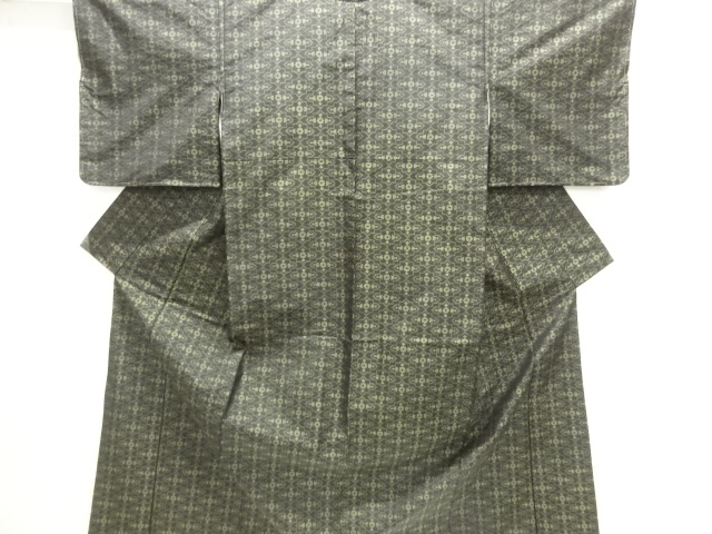 JAPANESE KIMONO / DORO OSHIMA TSUMUGI / WOVEN ABSTRACT FLOWER