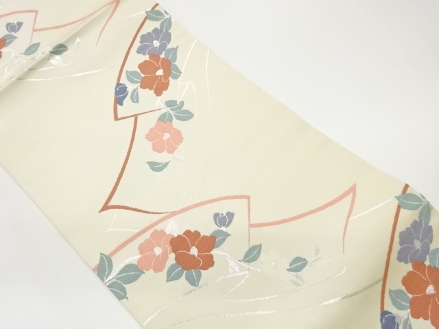 JAPANESE KIMONO / CAMELLIA PATTERN WOVEN WIG SASH NAGOYA OBI