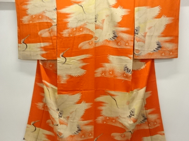 アンティーク　錦紗鶴模様長襦袢