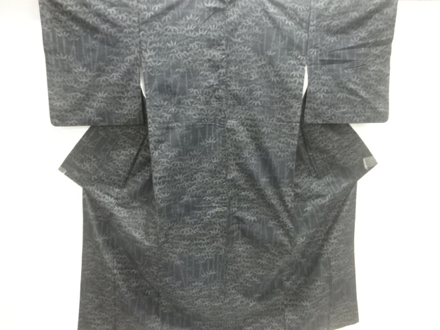 竹笹模様織り出し十日町紬着物