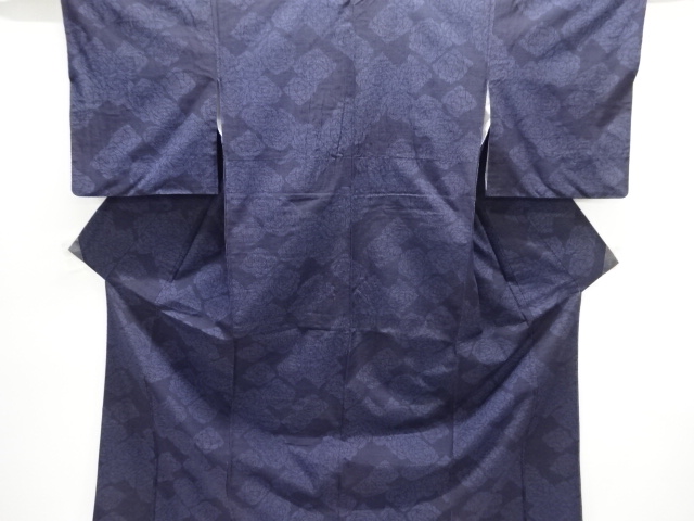 薔薇模様織り出し本真綿結城紬着物