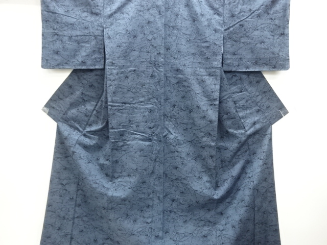 未使用品　花模様織出し手織り紬着物