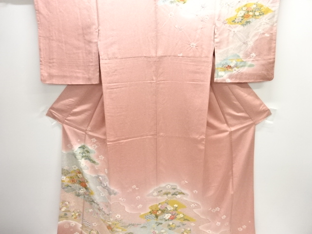 霞に草花・宝尽くし模様訪問着