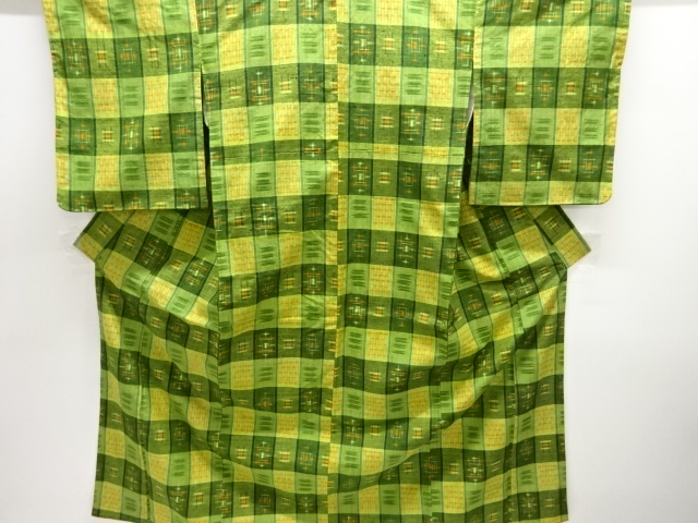 JAPANESE KIMONO / TSUMUGI / UNUSED / WOVEN GRID