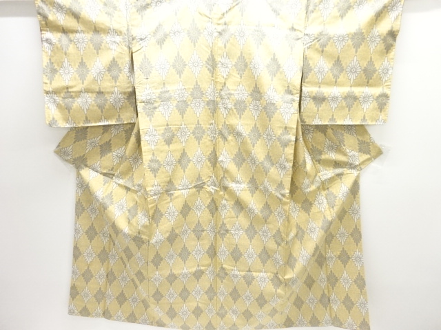 SALE!! JAPANESE KIMONO / OSHIMA TSUMUGI / ENSEMBLE / WOVEN FLOWER & RHOMBUS