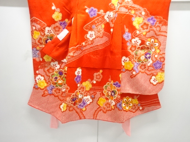 JAPANESE KIMONO / PLUM EMBROIDERY KIMONO / CHILDREN (WITH KASANE ERI /