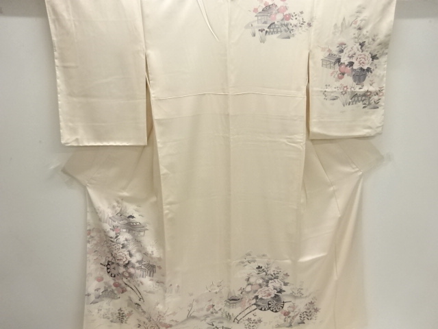 未使用品　手描き友禅　花車模様訪問着