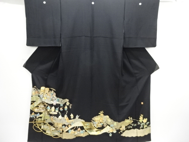 JAPANESE KIMONO / ARTISTS PIECE / RADEN SCROLL / MOTHER-OF-PEARL INLAY