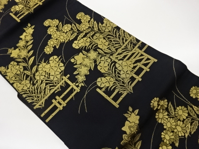 草花模様織出し名古屋帯