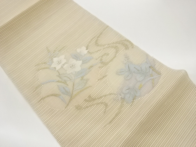 SALE!! 絽綴れ丸に桔梗・萩・流水模様織出し名古屋帯