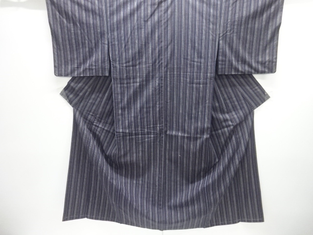 JAPANESE KIMONO / ANTIQUE TSUMUGI KIMONO / STRIPED WEAVE