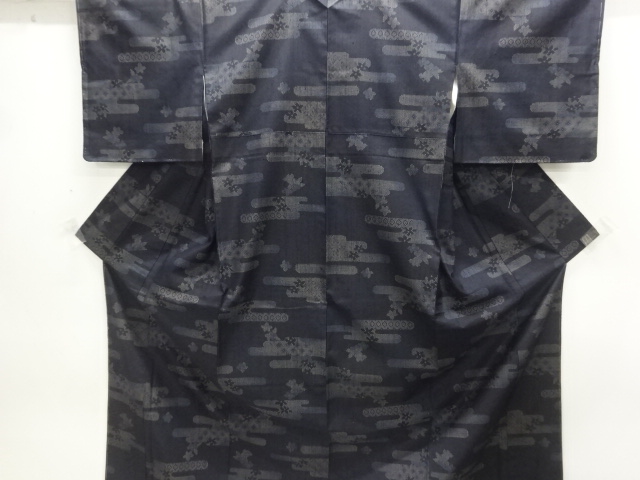 JAPANESE KIMONO / TATE-BUSHI TSUMUGI / UNUSED / SILK / WOVEN FLOWER
