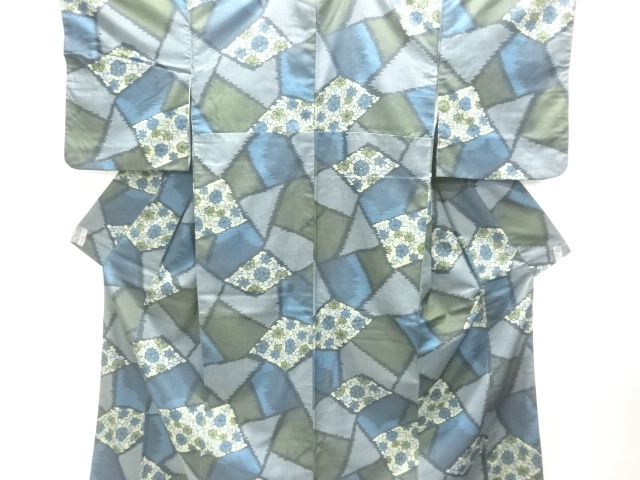 JAPANESE KIMONO / TSUMUGI / KIRIBAME ARABESQUE FLOWER 