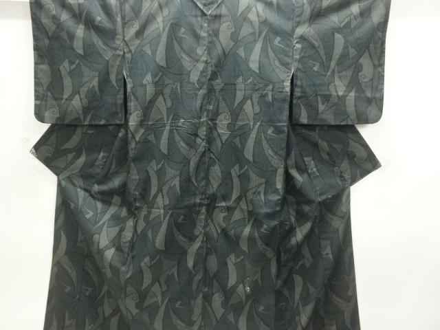 JAPANESE KIMONO / TSUMUGI / WOVEN ARABESQUE PATTERN