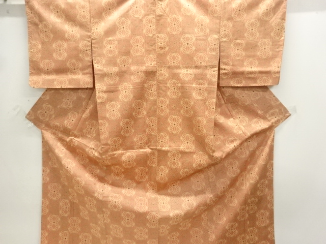 麻の葉模様織出し手織り紬着物