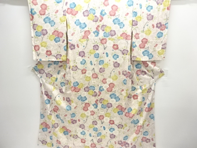 未使用品　桜に蝶模様小紋着物