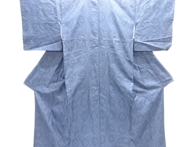 JAPANESE KIMONO / NISHIJIN OMESHI / WOVEN GEOMETRIC PATTERN & FLOWER 